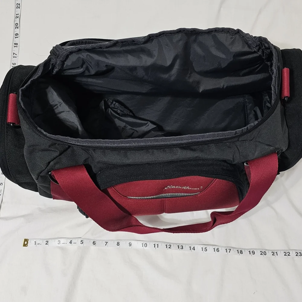 Eddie Bauer Red & Black Duffel Gym Bag Travel Overnight Weekender